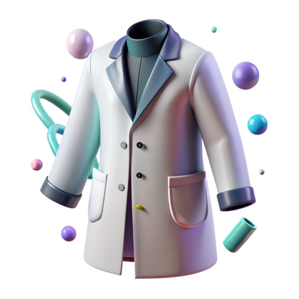 magnificent classic Lab Coat White Buttoned Front View Isolated detailed png
