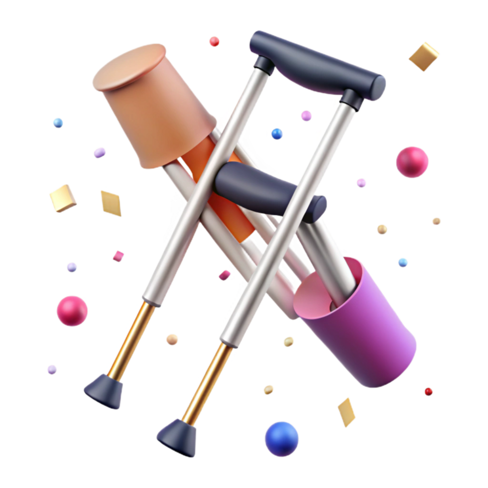 impressive creative Crutches Angled View Isolated Element premium png