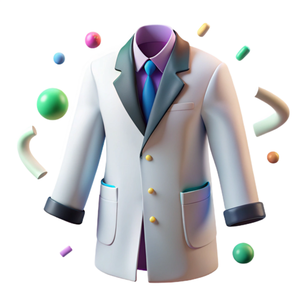 stunning modern Lab Coat White Buttoned Front View Isolated detailed png