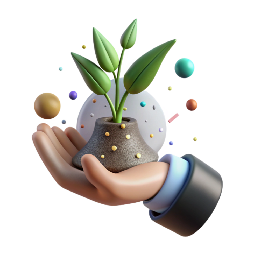 dramatic modern Hand Holding Small Plant Isolated Cutout authentic png