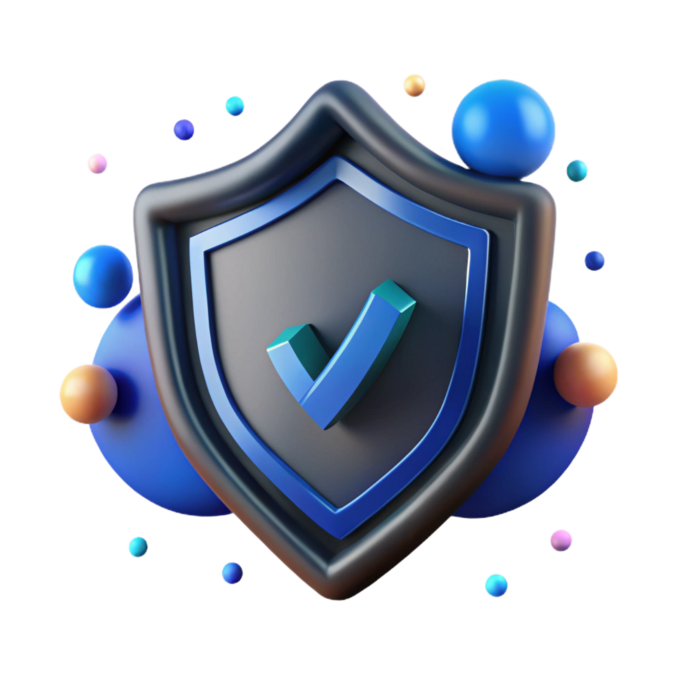 vibrant traditional Cybersecurity Shield Icon with Blue Glow Transparent authentic png