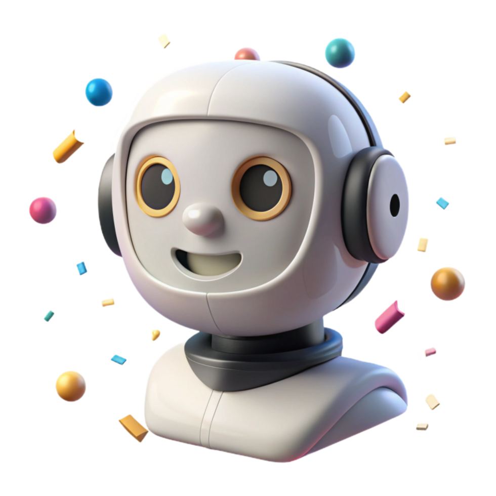 elegant modern White Robot Head Side View Isolated on Transparent Background detailed png