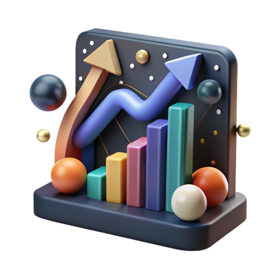 wonderful modern Data Analytics Chart with Upward Trend Cutout high quality png