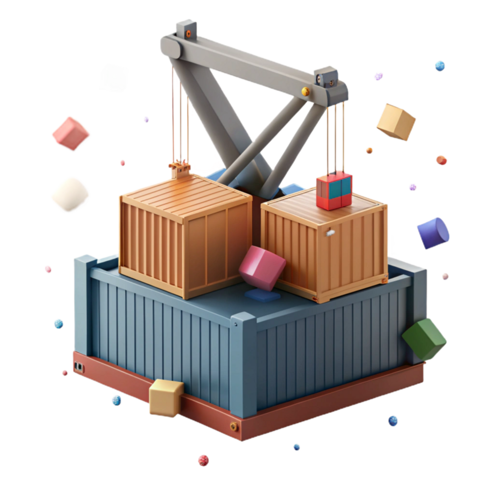 elegant minimalist Cargo Ship Container Crane Isolated high resolution png