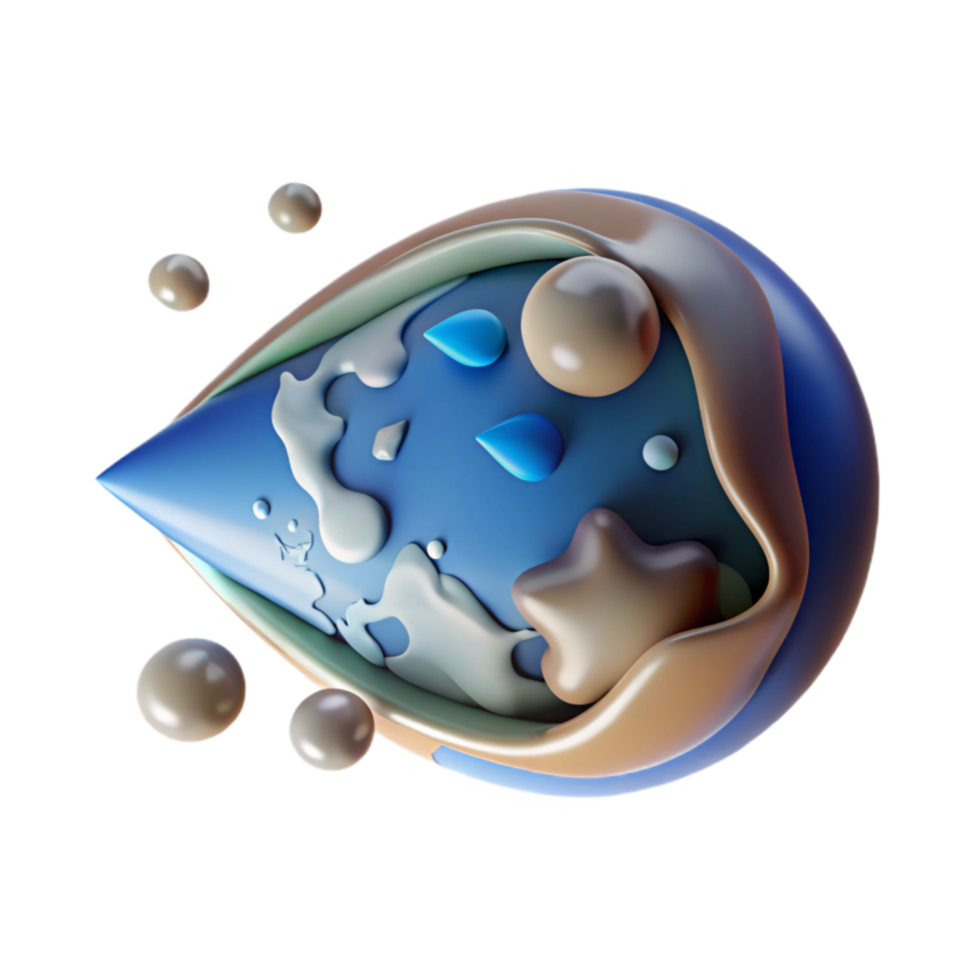 magnificent vintage Droplet of Water with Earth Reflection Isolated genuine png