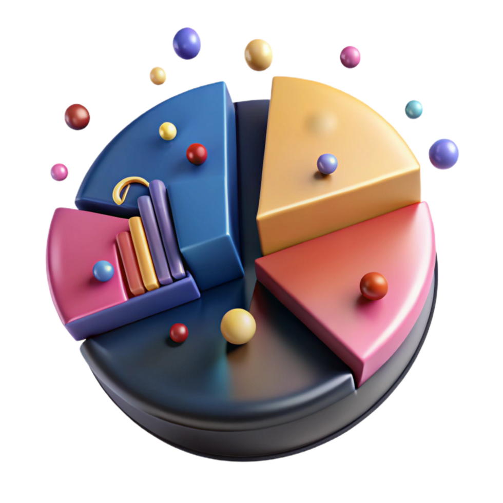 serene modern Pie Chart Displaying Data Multicolored Transparent Background original png