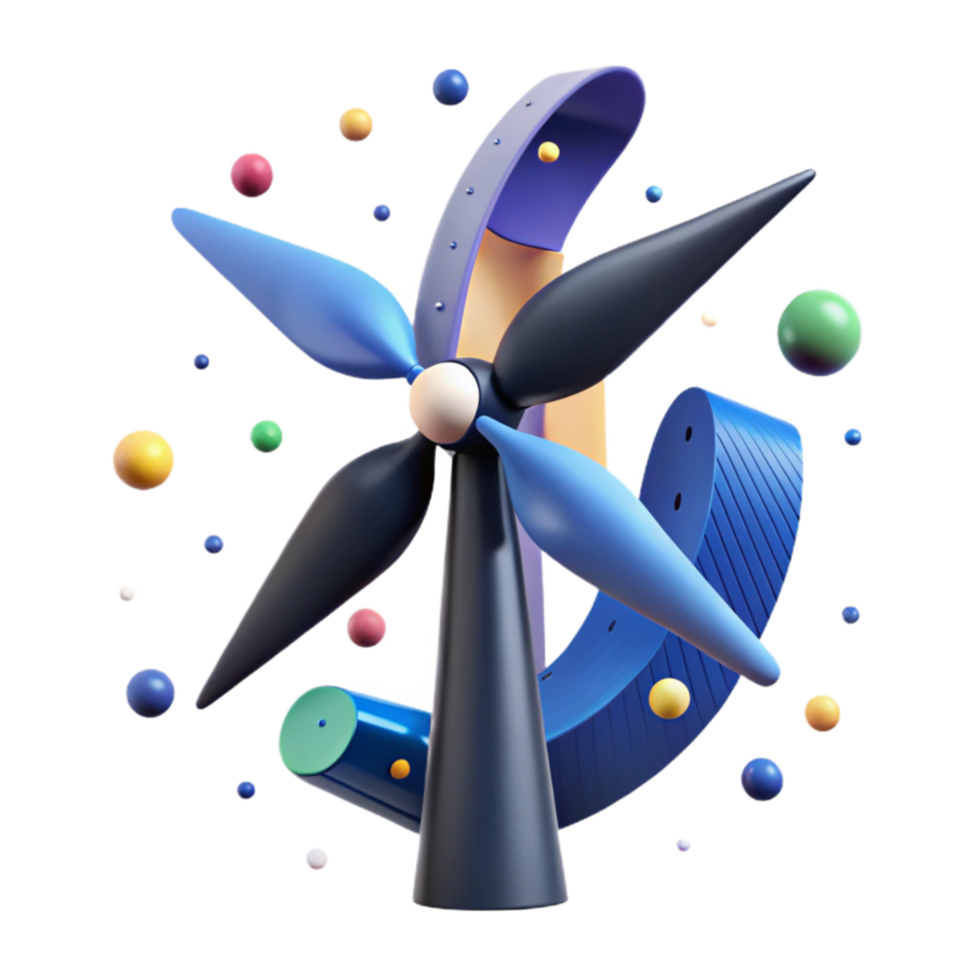 dramatic modern Wind Turbine Silhouette Against Blue Sky Cutout exclusive png