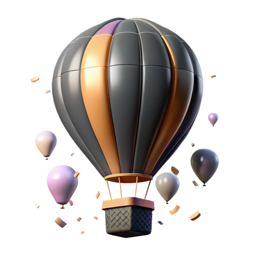 wonderful traditional Hot Air Balloon Sunset Silhouette Cutout professional png
