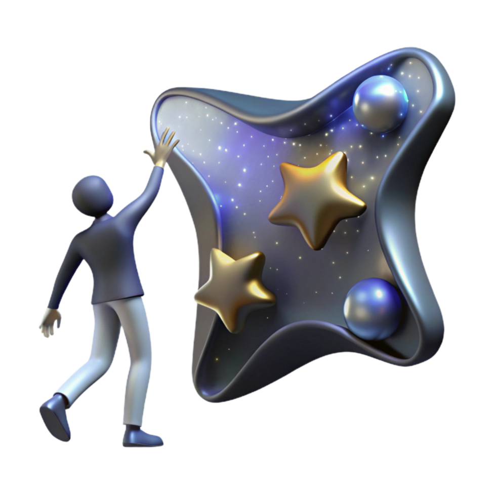 extraordinary creative Silhouette of Person Reaching for Stars Transparent Background detailed png