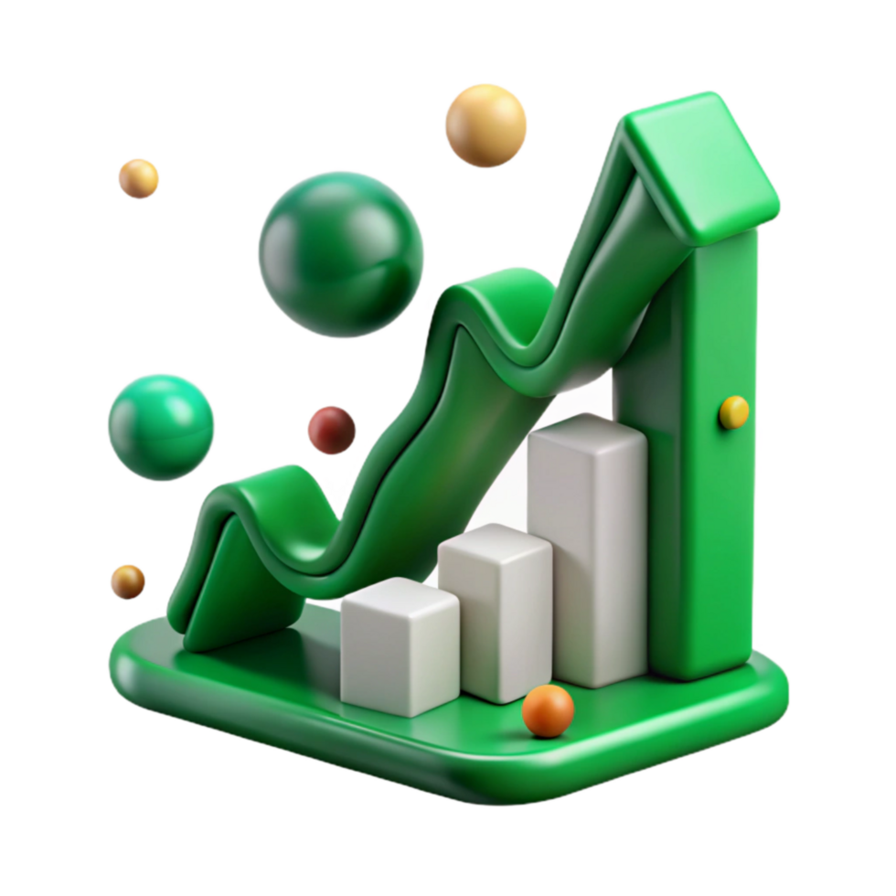 impressive abstract Upward Trending Graph Green Cutout authentic png