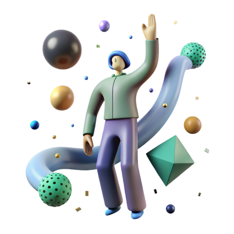 vibrant classic Abstract Figure Reaching for the Sky Isolated on Transparent Background png