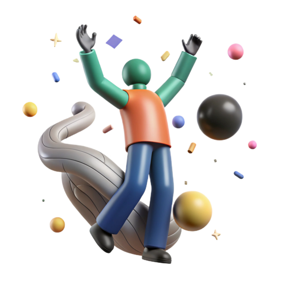 vibrant classic Abstract Figure Reaching for the Sky Isolated on Transparent Background original png