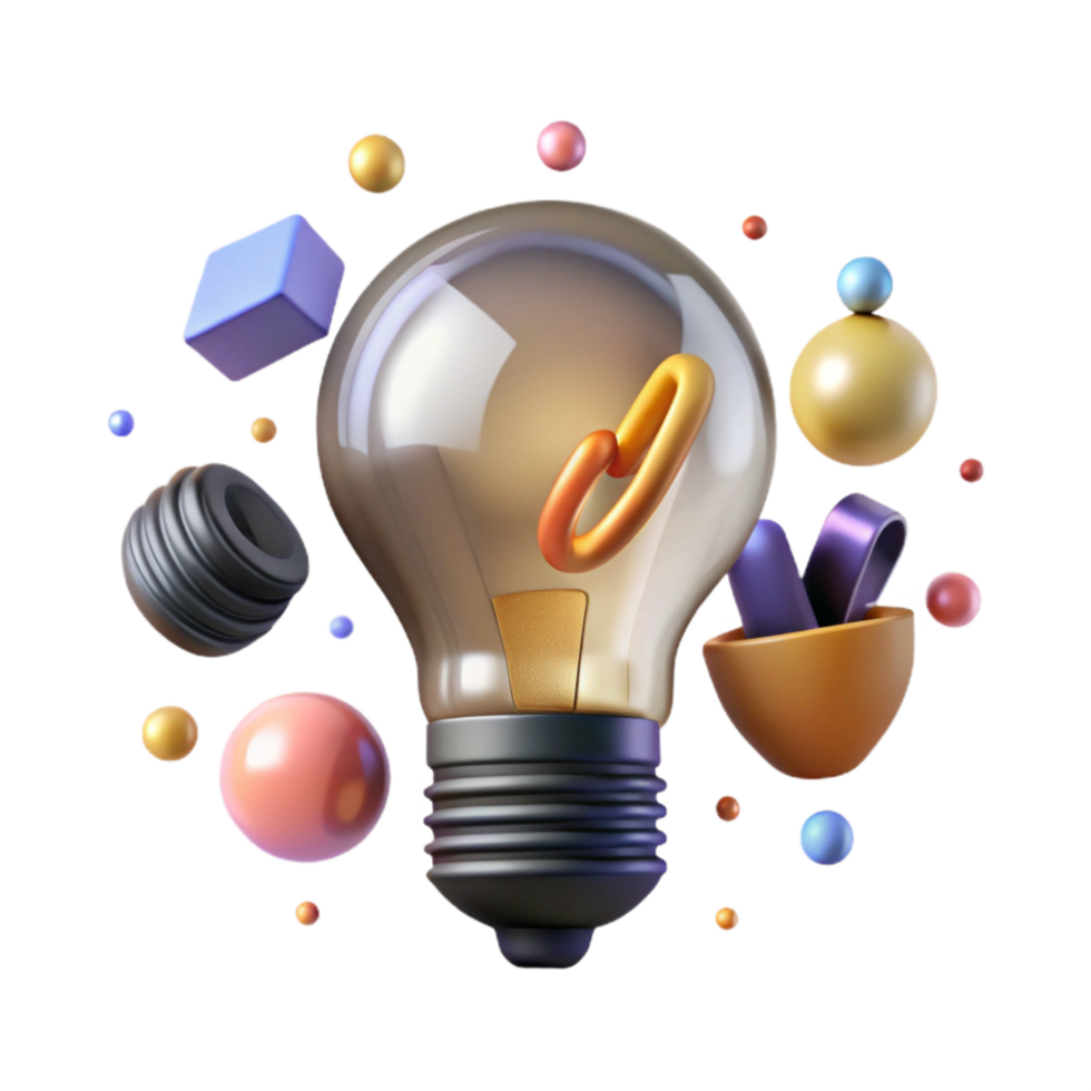 dramatic creative Abstract Inspiration Symbol Light Bulb Design Transparent Background exclusive png