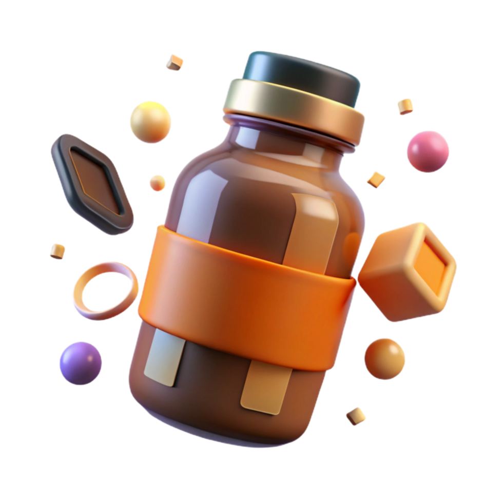 vibrant traditional Prescription Bottle Amber with Label Cutout Element png