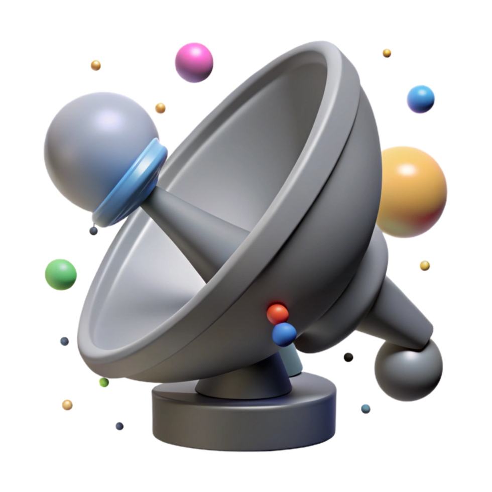 serene vintage Satellite Dish Pointing Upwards Grey Isolated genuine png