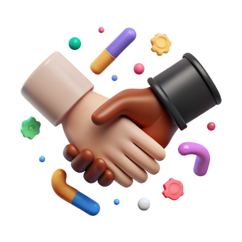 vibrant abstract Handshake Between Different Skin Tones Cutout Isolated authentic png