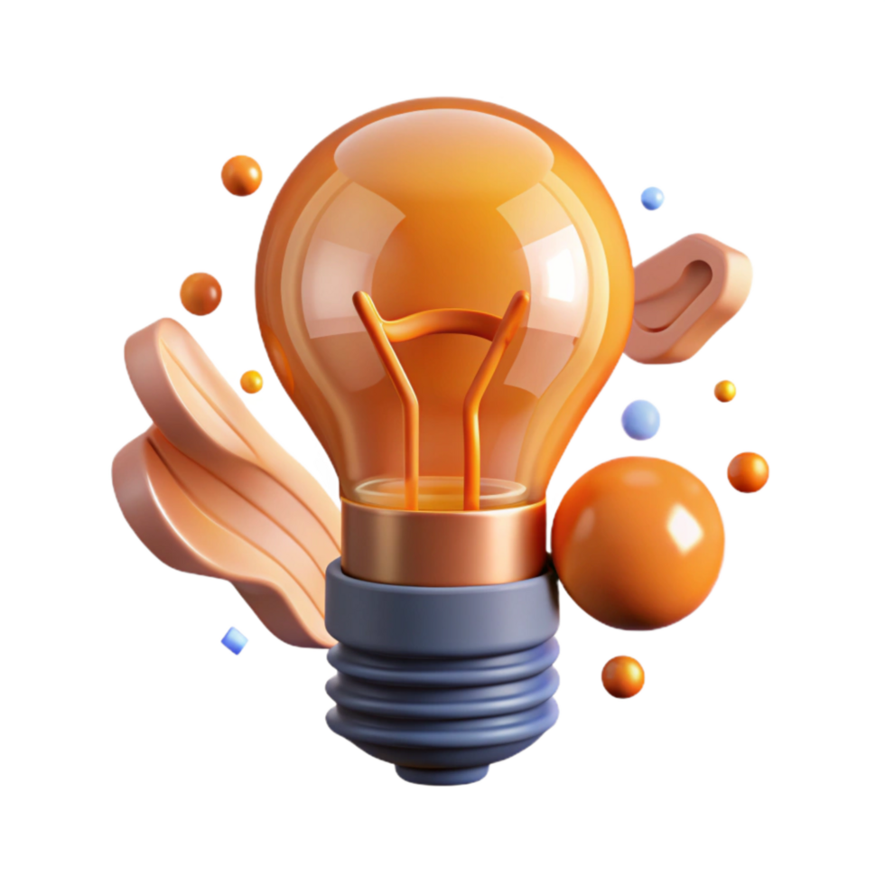 serene abstract Lightbulb Filament Glowing Orange Cutout original png