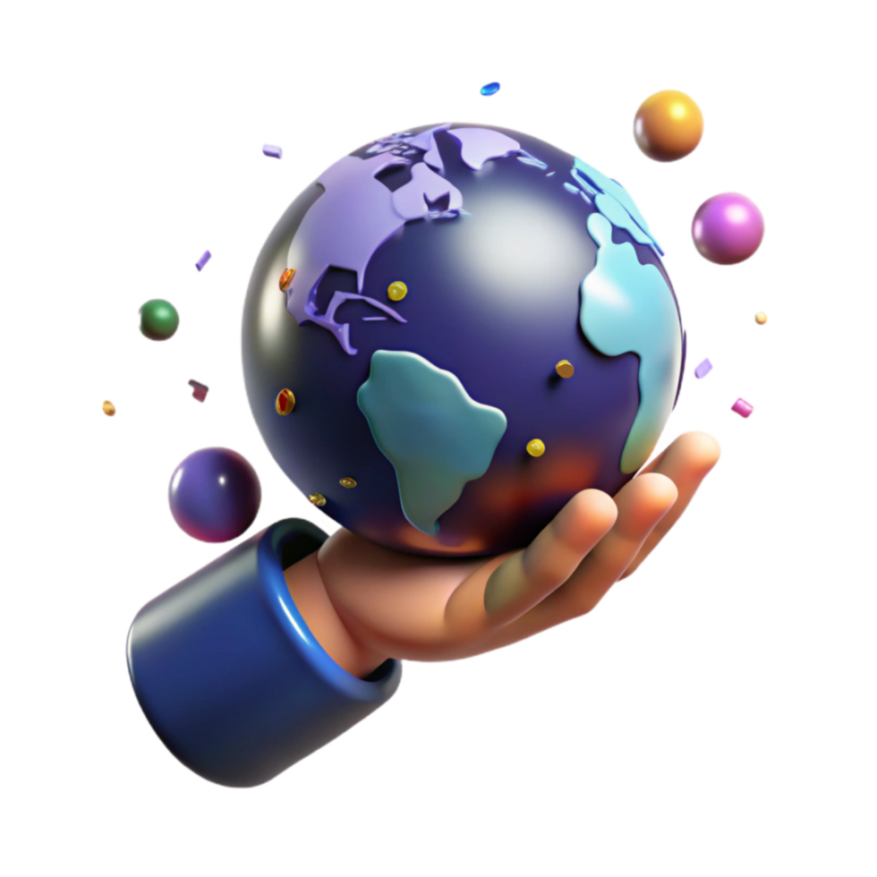 impressive rustic Hand Holding Globe Brightly Lit Isolated on Transparent Background authentic png