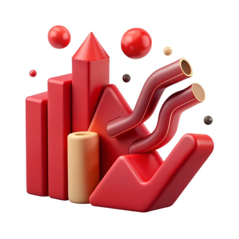 beautiful abstract Economic Downturn Graph Red Color Cutout high resolution png