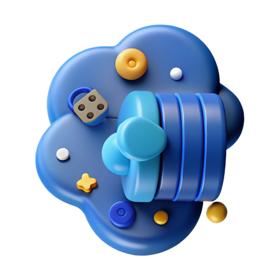impressive artistic Medical Data Storage Cloud Icon Blue Transparent Background high quality png