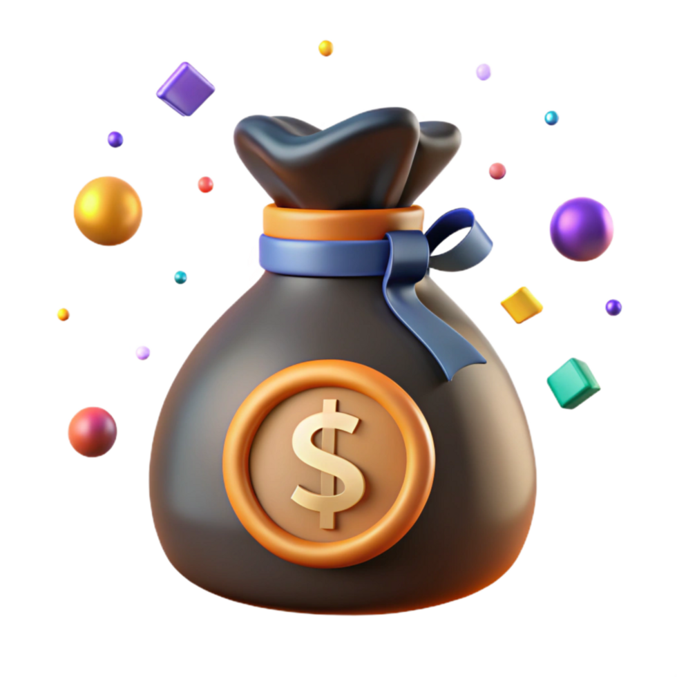 magnificent artistic Money Bag Icon with Dollar Sign Cutout on Transparent Background authentic png