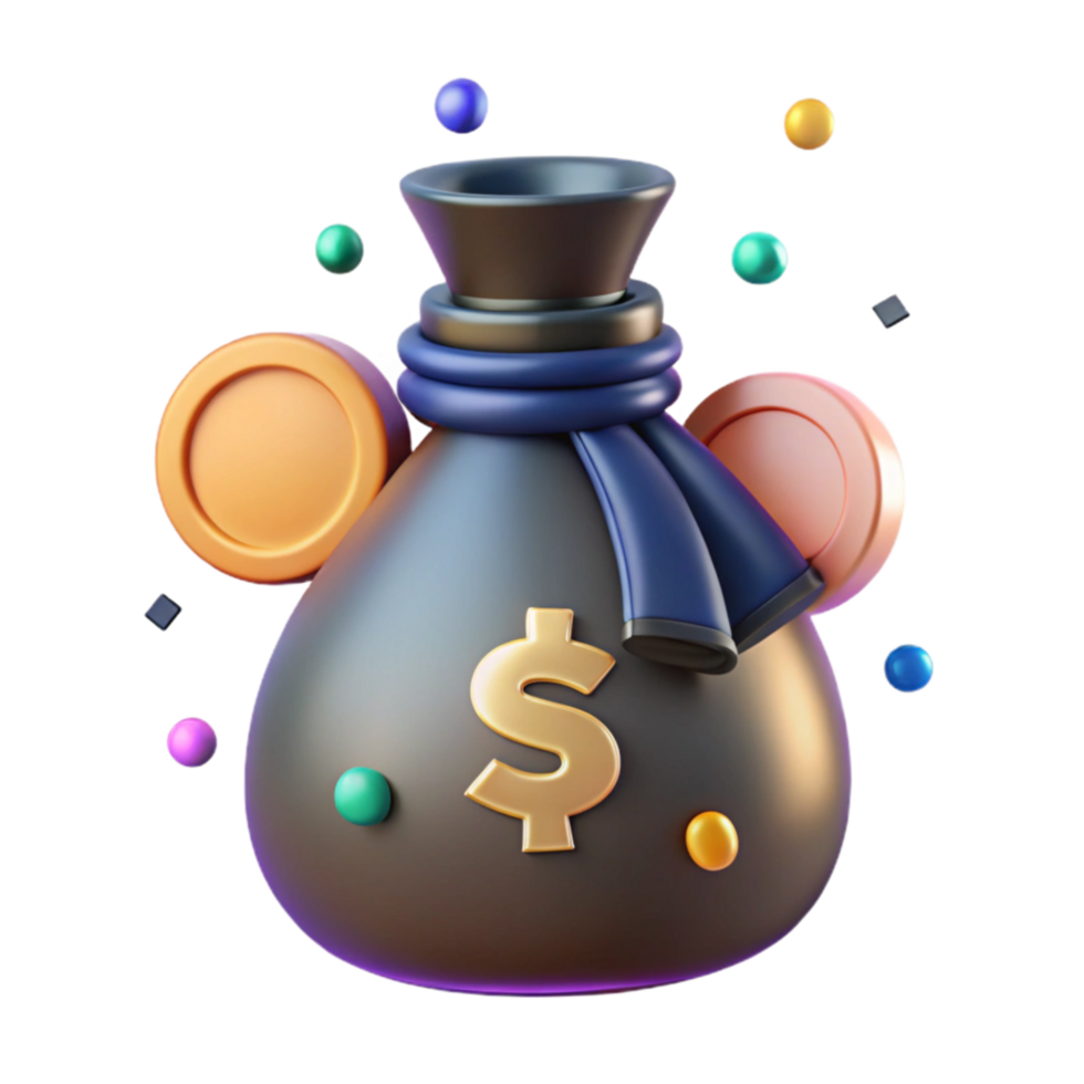 wonderful minimalist Money Bag Icon with Dollar Sign Cutout on Transparent Background exclusive png