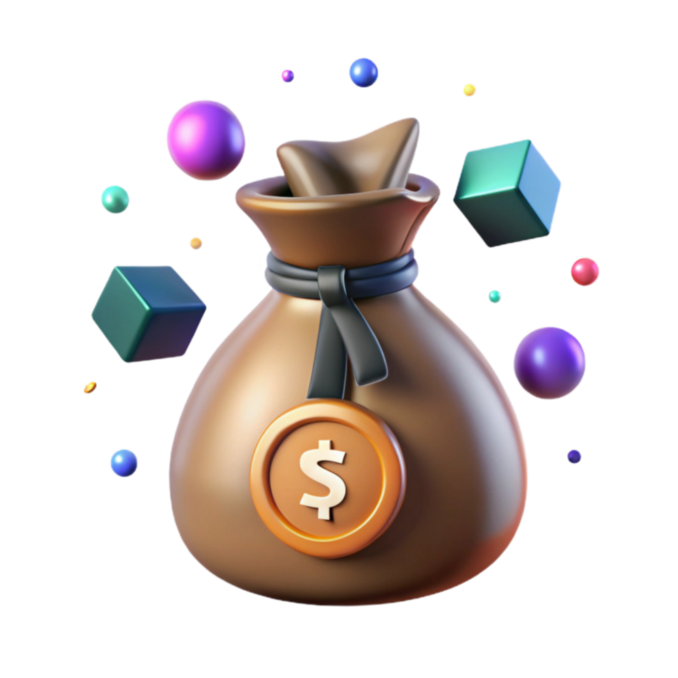 magnificent minimalist Money Bag Icon with Dollar Sign Cutout on Transparent Background high resolution png