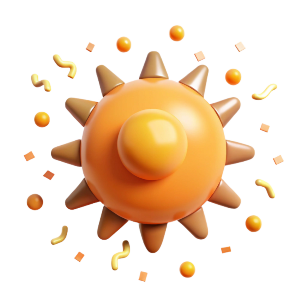 extraordinary artistic Bright Sun Icon with Rays Transparent Background detailed png