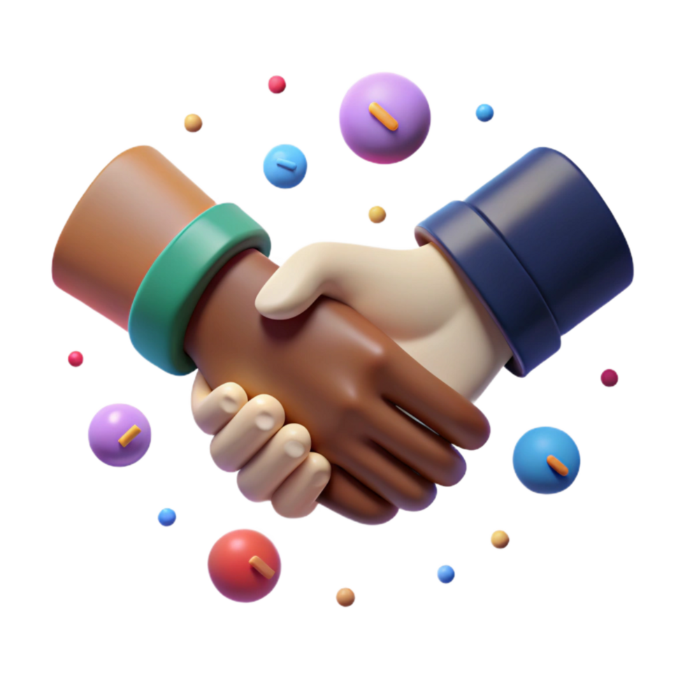 vibrant traditional Handshake Between Different Skin Tones Cutout Isolated high resolution png