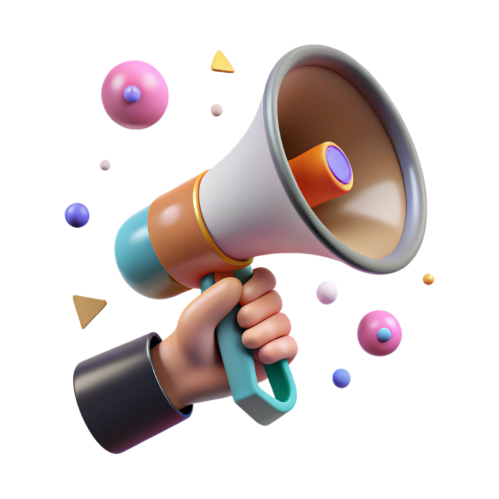 beautiful artistic Hand Holding Megaphone Side View Transparent Isolated Element png