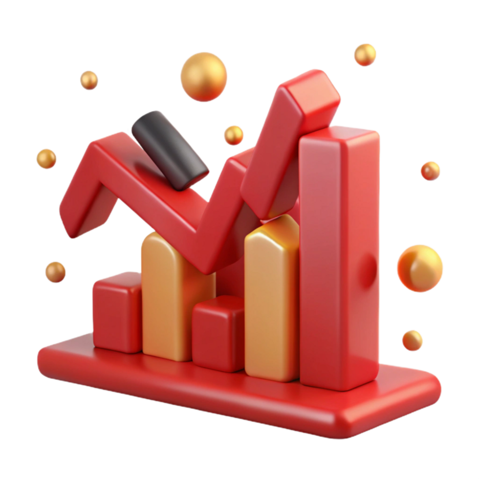 magnificent minimalist Economic Downturn Graph Red Color Cutout exclusive png
