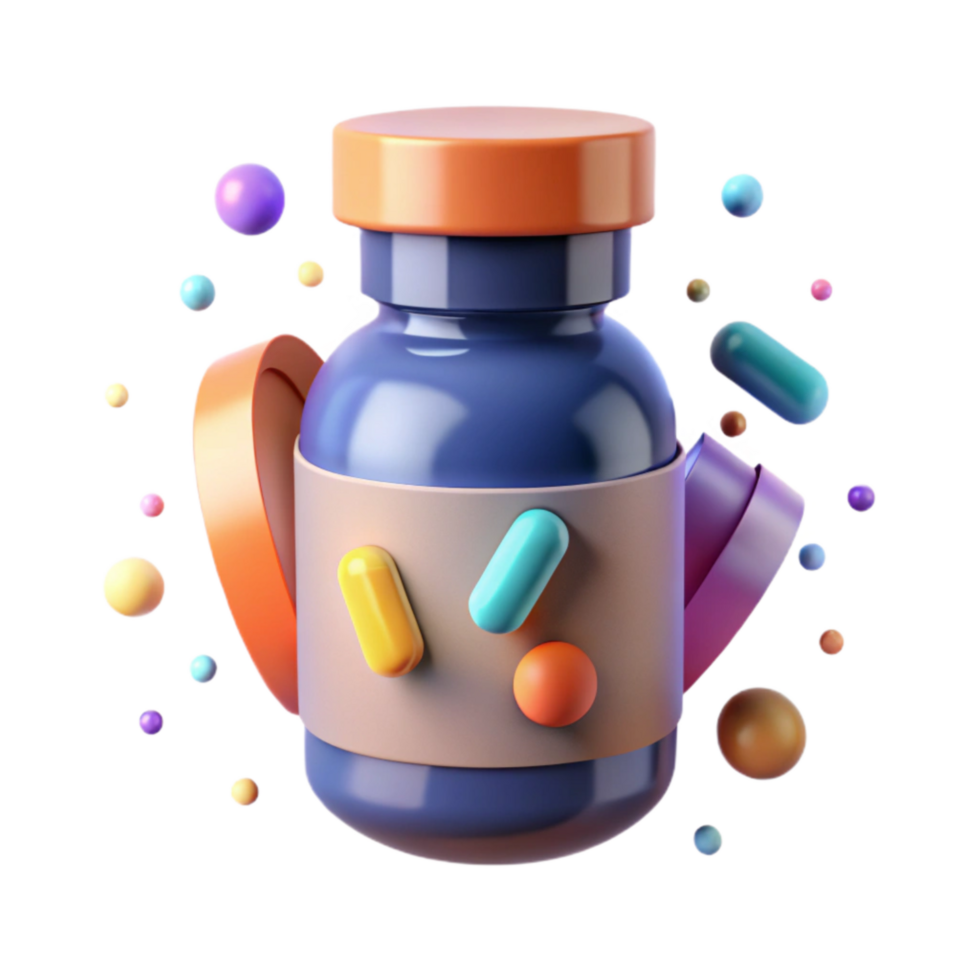 beautiful classic Prescription Bottle with Label Isolated png
