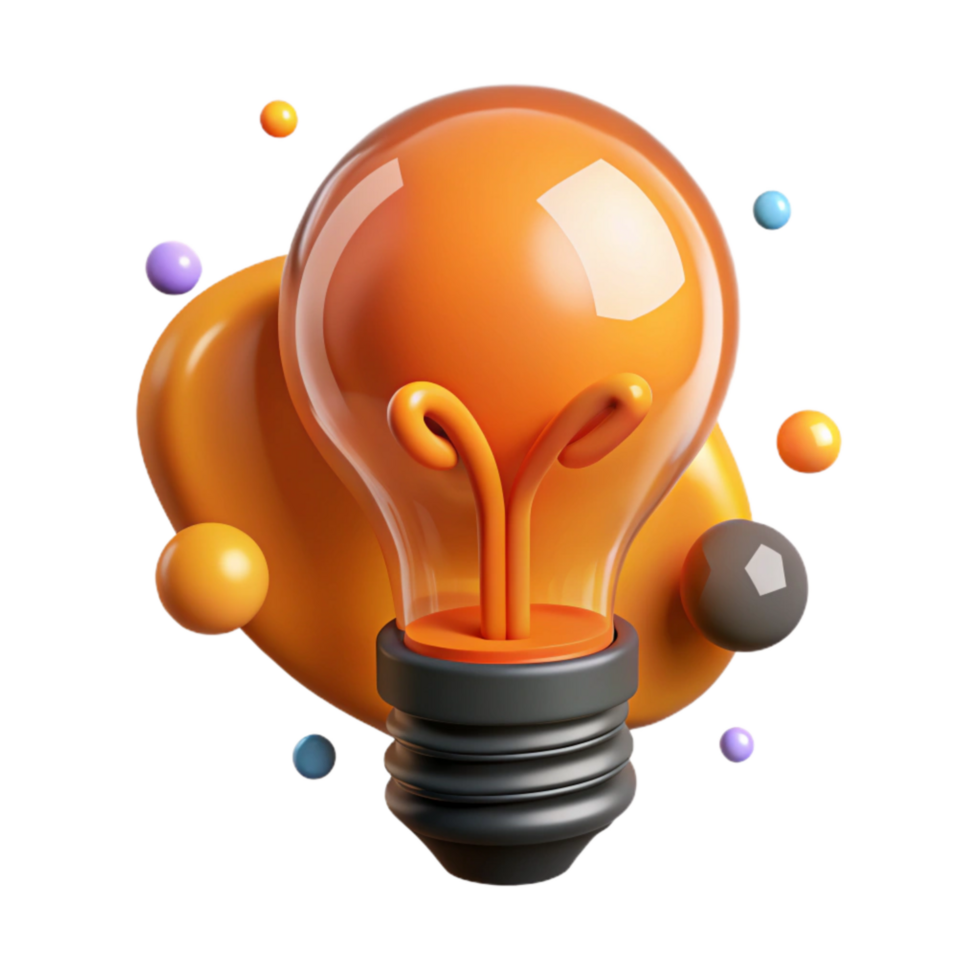 vibrant traditional Lightbulb Filament Glowing Orange Cutout premium png