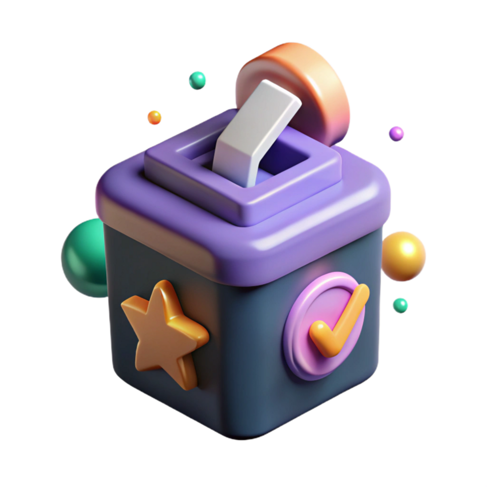elegant modern Ballot Box with Check Mark Cutout Isolated original png