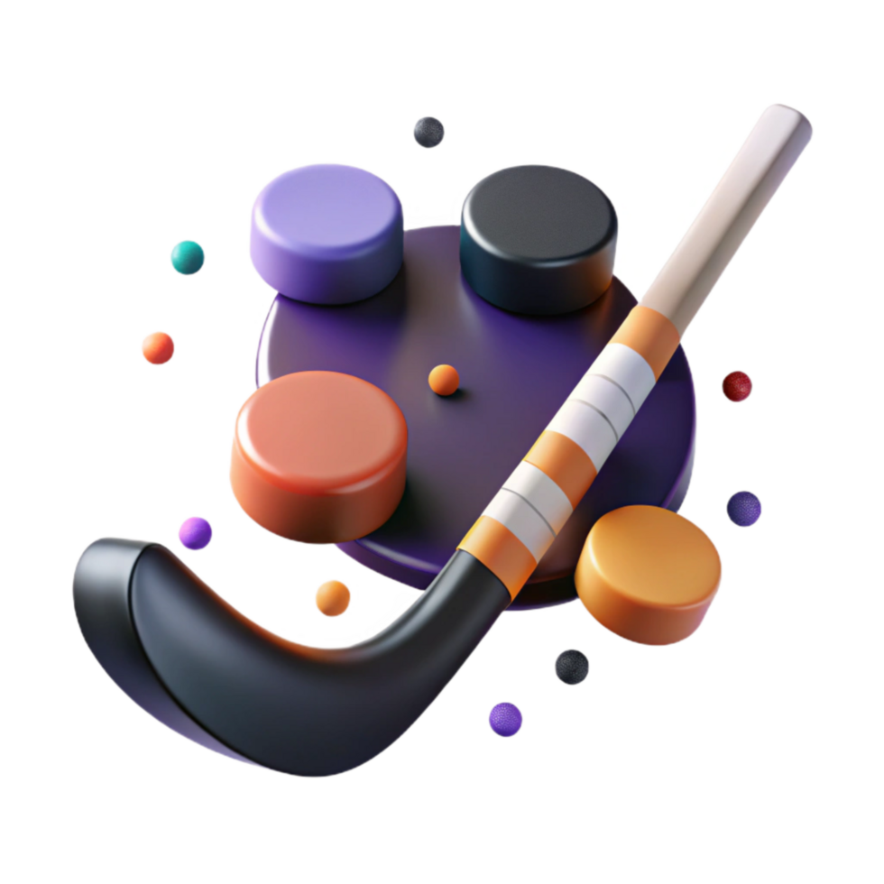 impressive abstract Hockey Stick with Puck Transparent Background premium png