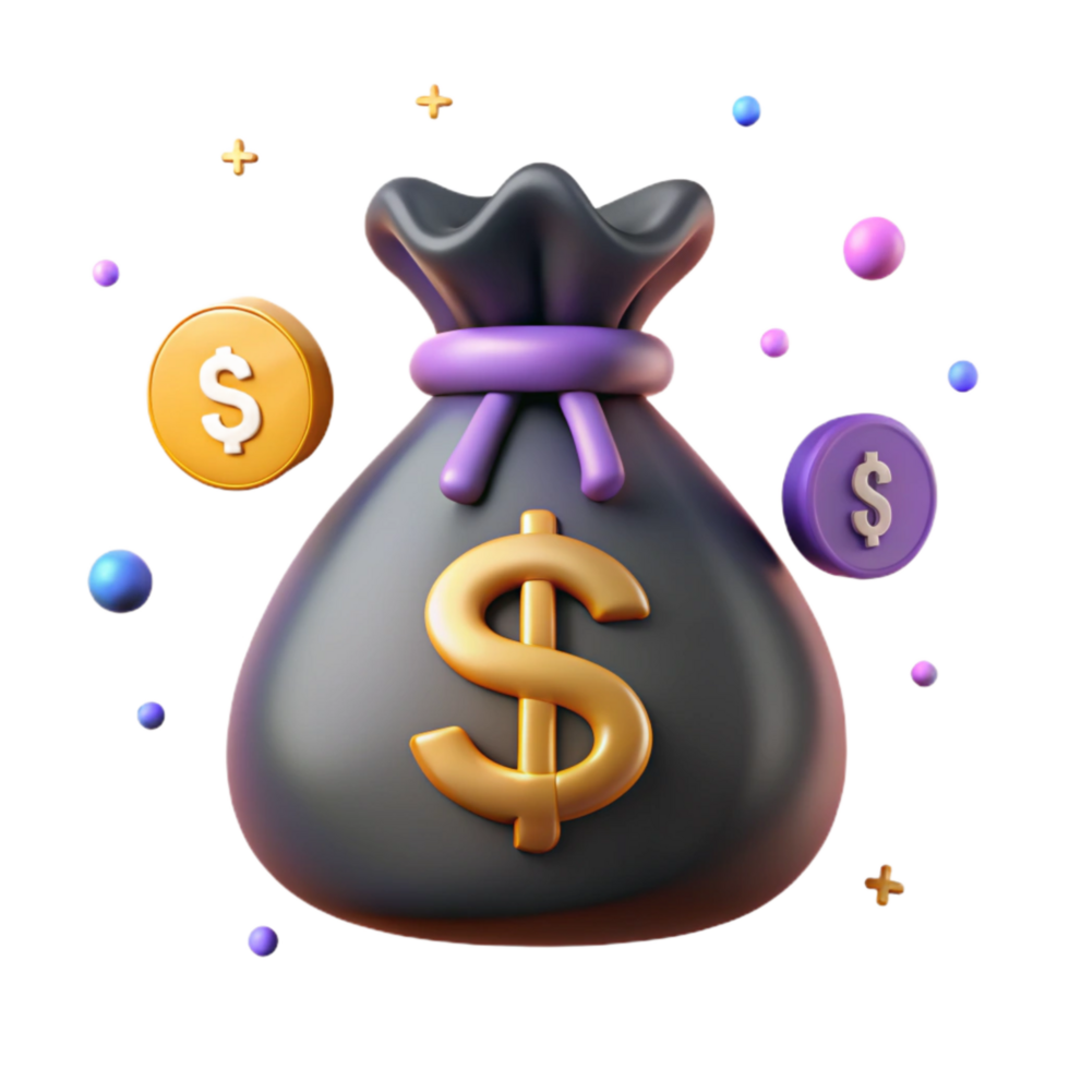 wonderful artistic Money Bag Icon with Dollar Sign Cutout on Transparent Background professional png