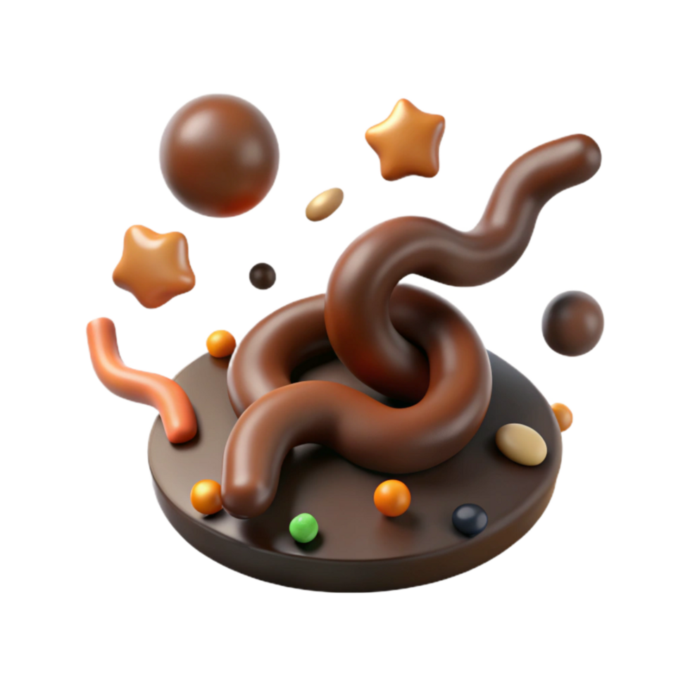 stunning classic Worm Castings Dark Brown Color Isolated detailed png