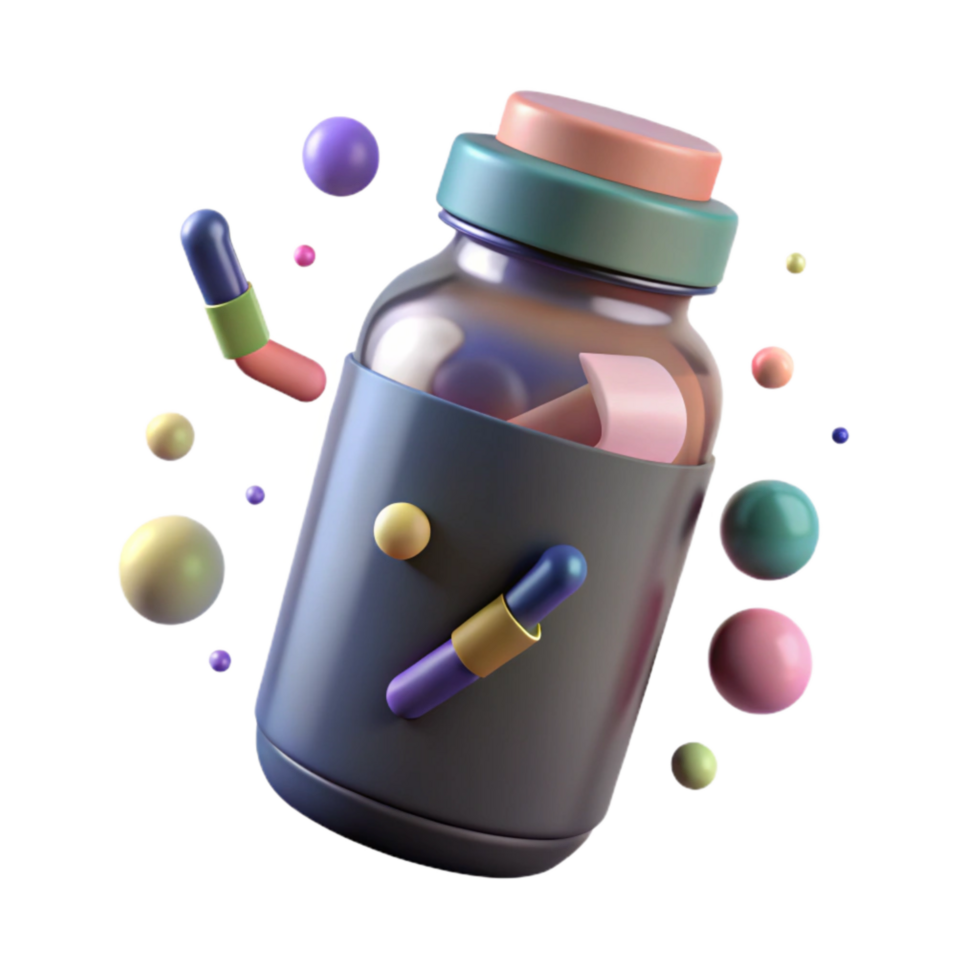 wonderful classic Pill Bottle with Childproof Cap Transparent Background genuine png