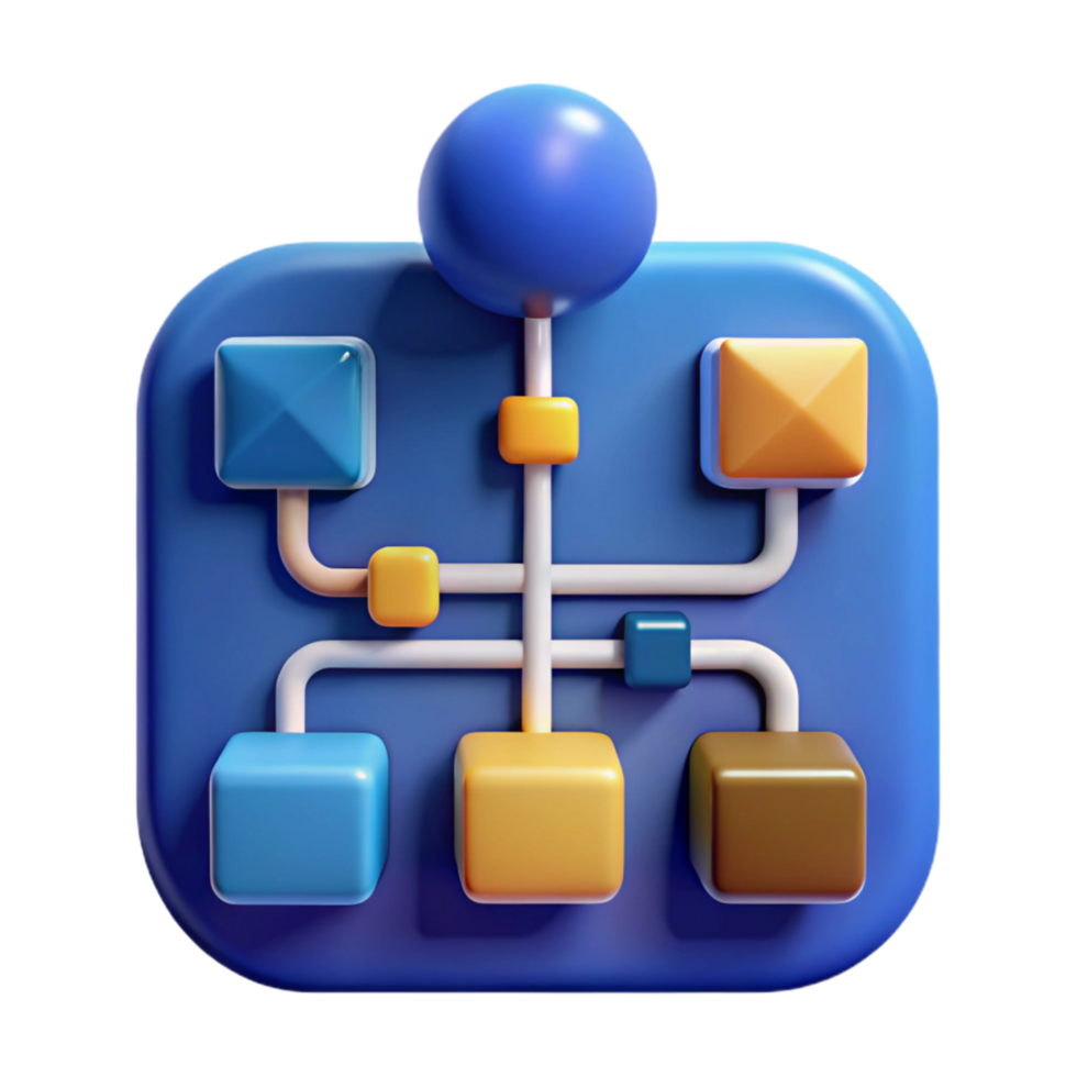 wonderful traditional Flowchart with Decision Branches Blue Transparent Background professional png