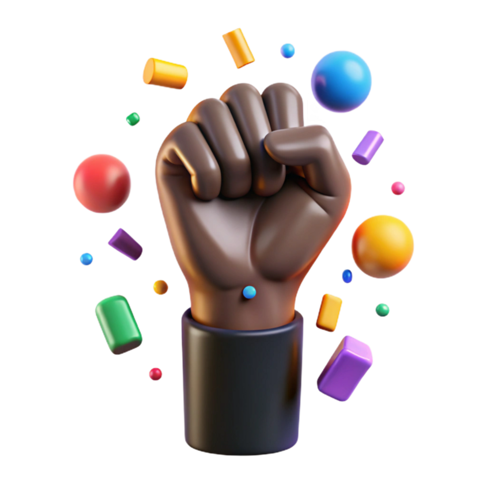 beautiful artistic Painted Fist Raised High Cutout on Transparent Background high resolution png