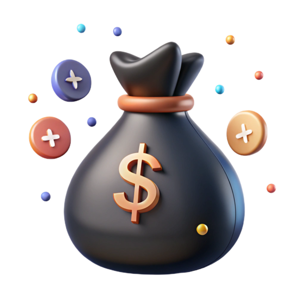 beautiful abstract Money Bag Icon with Dollar Sign Cutout on Transparent Background premium png
