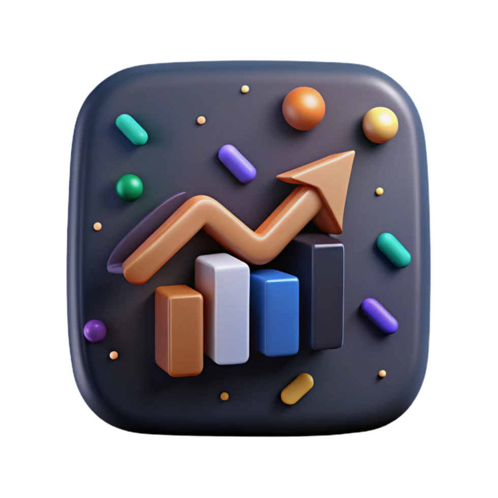 dramatic artistic Financial Projection Icon with Upward Arrow Cutout premium png