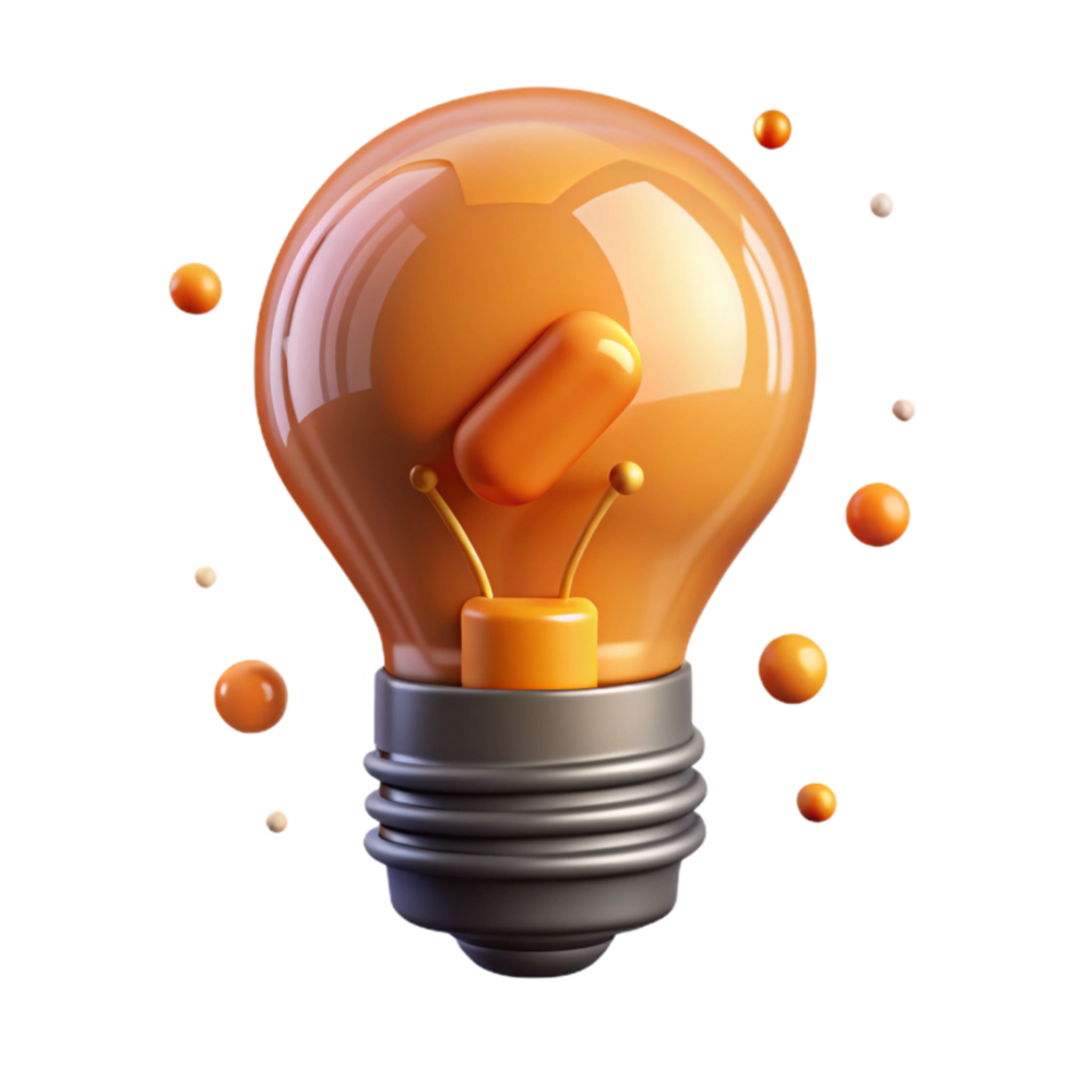 impressive creative Lightbulb Filament Glowing Orange Cutout authentic png