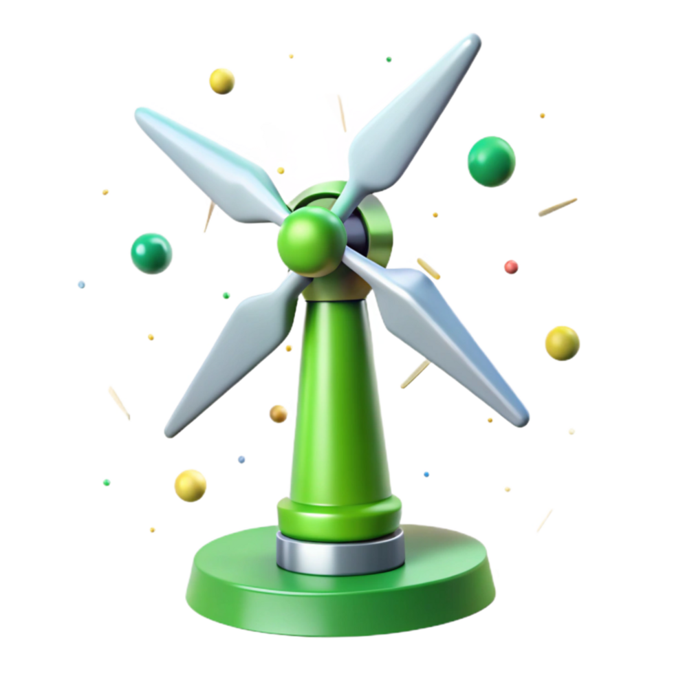 dramatic classic Green Energy Wind Turbine Front View Isolated detailed png