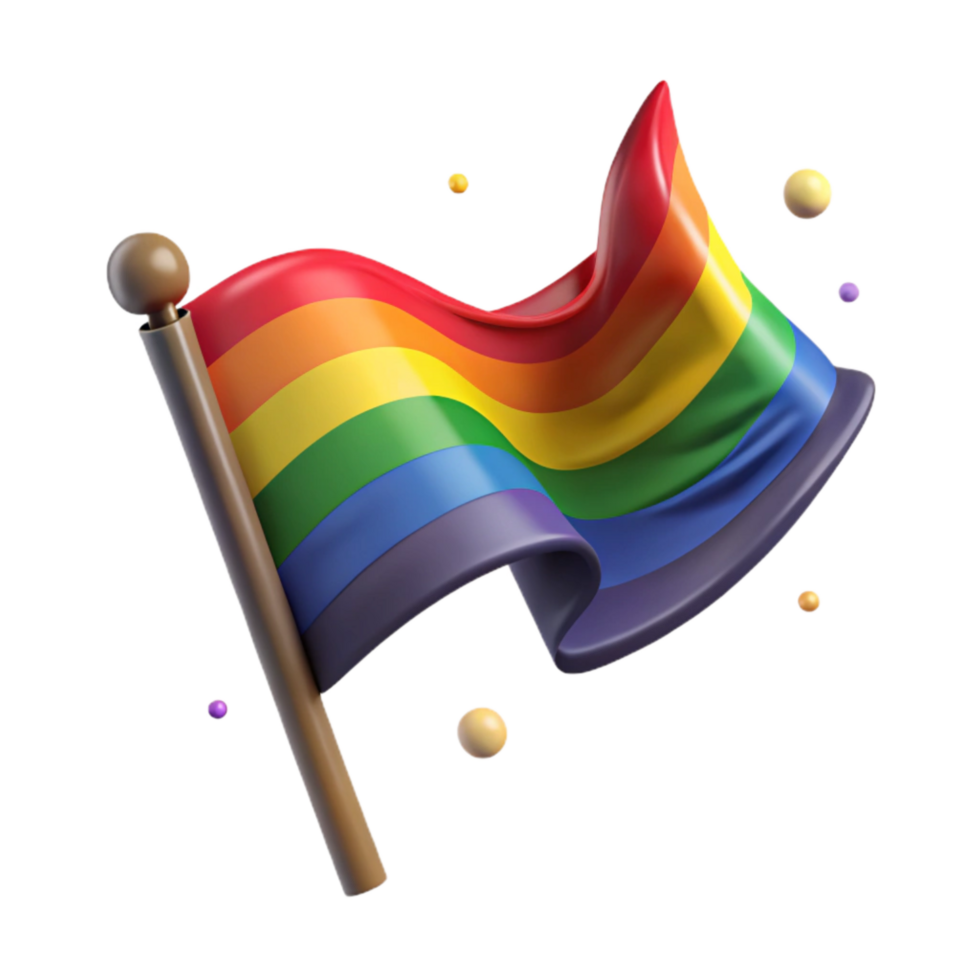 serene minimalist Rainbow Flag Waving Gently Isolated Transparent Background png