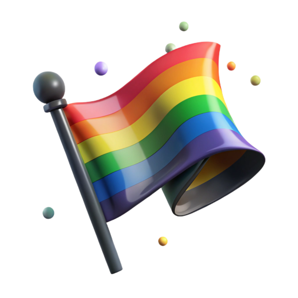 vibrant minimalist Rainbow Flag Waving Gently Isolated Transparent Background high resolution png