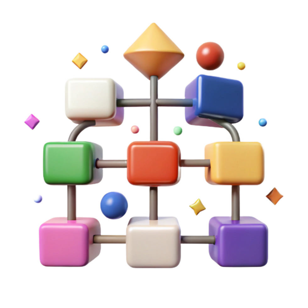 wonderful contemporary Decision Tree Diagram with Multiple Branches Multicolored Transparent Background detailed png