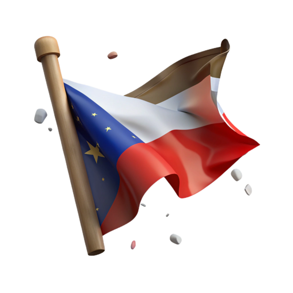 serene modern Torn Flag Still Waving Isolated Cutout high quality png