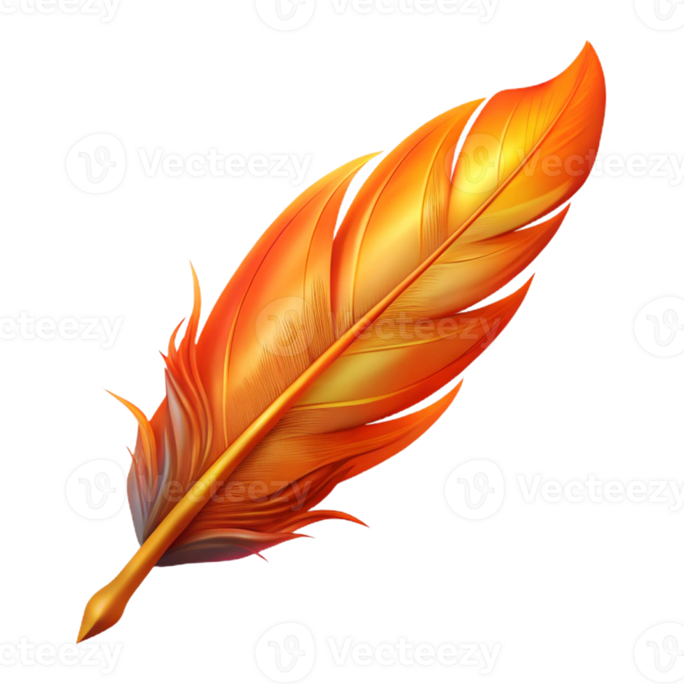 nostalgic gorgeous Hyper-specific, professional render, isolated cutout of a single Phoenix feather, glowing with embers with Transparent Background 8K png