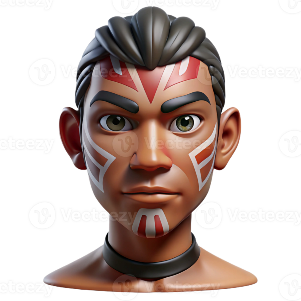 splendid bohemian Isolated cutout, hyper-specific concept art style, ultra-detailed tribal war paint design on a human face with Transparent Background impeccable png